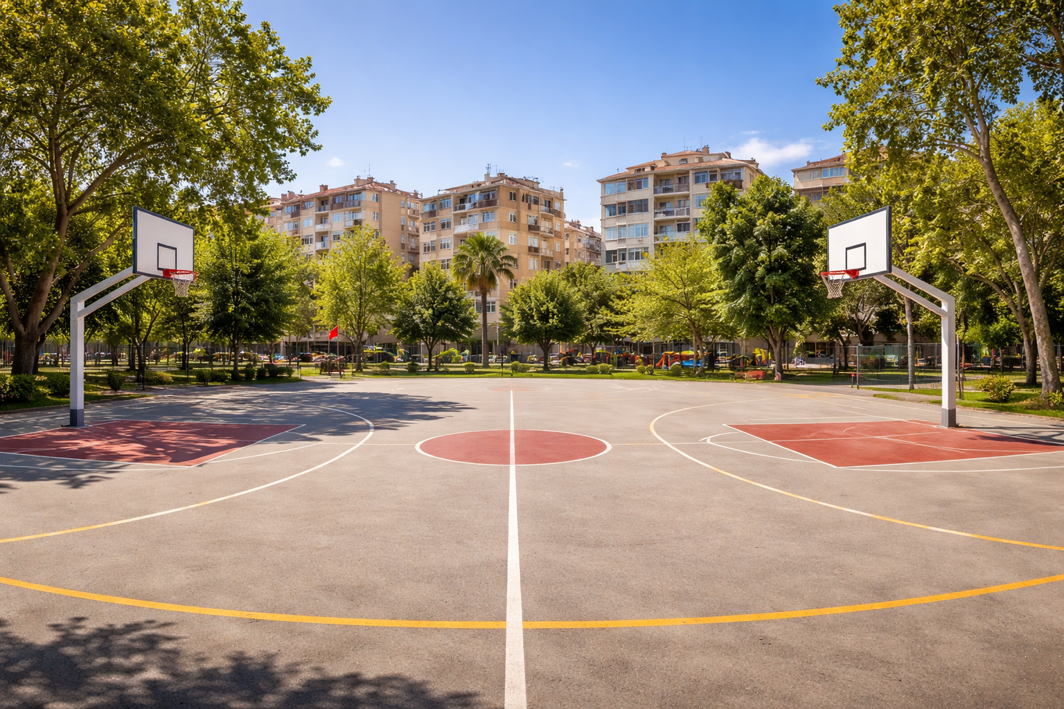 Sokak basketbol sahasi gorunumu